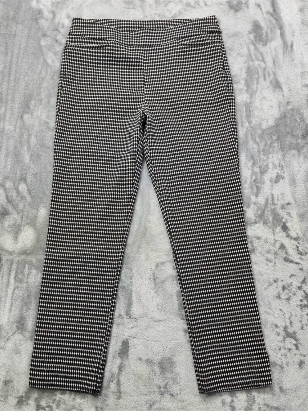 Chico's Pants Womens 0.5 S/6 Black White Polka Dots Pull On Ankle Stretch Office